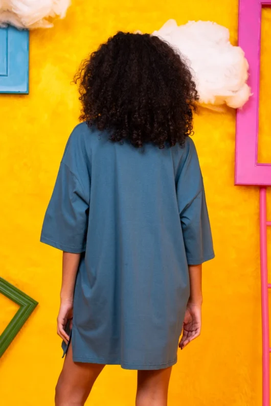 Alternative view of T-shirt Blouse Πετρόλ “Why Not” Κοντομάνικο Μπλουζάκι Petit Boutik